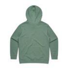 A plain green hooded sweatshirt shown from the back against a white background.
