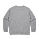 Back view of a plain gray long-sleeve sweatshirt laid flat on a white background.