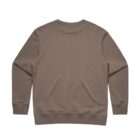 Brown crewneck sweatshirt shown from the back on a plain white background.