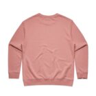 A plain light pink sweatshirt shown from the back on a white background.