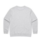 Back view of a plain light gray long-sleeve sweatshirt on a white background.