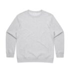 Plain light gray crewneck sweatshirt laid flat on a white background.