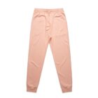 Light pink jogger sweatpants with a drawstring waist, laid flat on a white background.