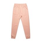 Light pink jogger sweatpants with an elastic waistband and cuffed ankles, laid flat.