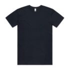 Plain black short-sleeve t-shirt laid flat on a white background.