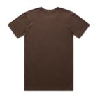 Plain brown short-sleeve t-shirt shown from the back on a white background.