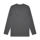 Back view of a plain long-sleeve dark gray shirt on a white background.