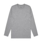 Plain gray long-sleeve t-shirt laid flat on a white background.