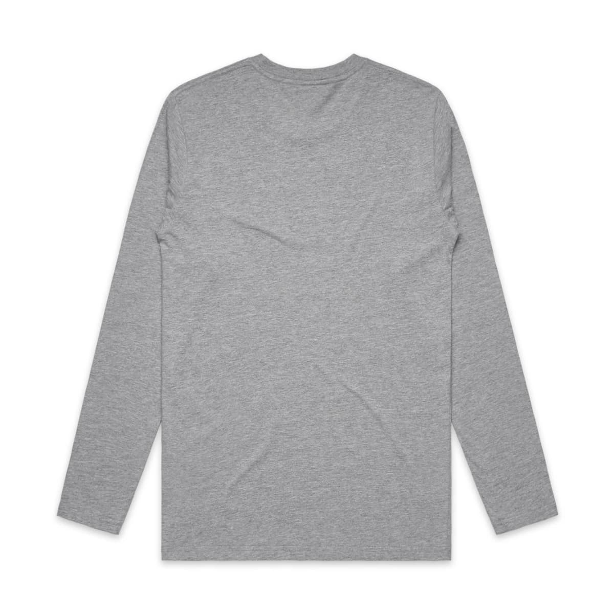Plain gray long-sleeve t-shirt shown from the back on a white background.