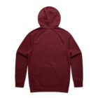 Maroon hooded sweatshirt shown from the back, laid flat on a white background.