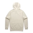 Beige hooded sweatshirt shown from the back on a white background.