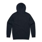 A plain black hooded sweatshirt shown from the back on a white background.