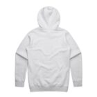 Light gray hoodie shown from the back, hood up, with long sleeves and no visible designs.