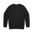 Back view of a plain black long-sleeve crewneck sweatshirt on a white background.