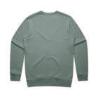 A plain sage green sweatshirt shown from the back.