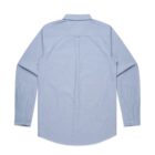 Light blue long-sleeve button-up shirt shown from the back on a white background.