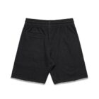 Black shorts with an elastic waistband and a single back pocket, shown from the back.