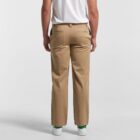 Person wearing khaki pants and white shirt, shown from the back against a plain background.