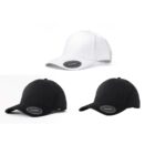 Three Classic 6-Panel Cotton Hats: one white on top, two black below, all with curved brims.