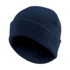 The Knit Vintage Beanie is a plain, dark blue knit hat with a folded brim.