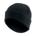 Knit Vintage Beanie in plain black with a folded brim on a white background.