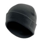 Knit Vintage Beanie in dark gray with folded brim shown on a white background.
