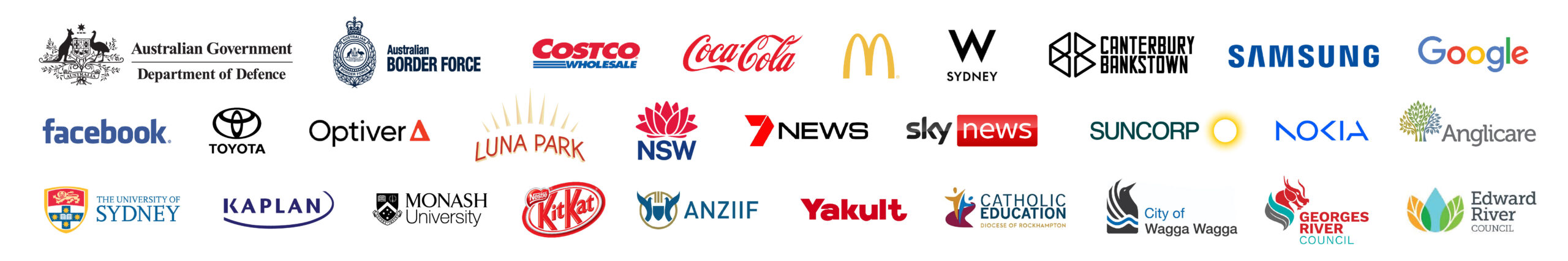 A grid of logos from various Australian and international branded merchandise in Geelong.