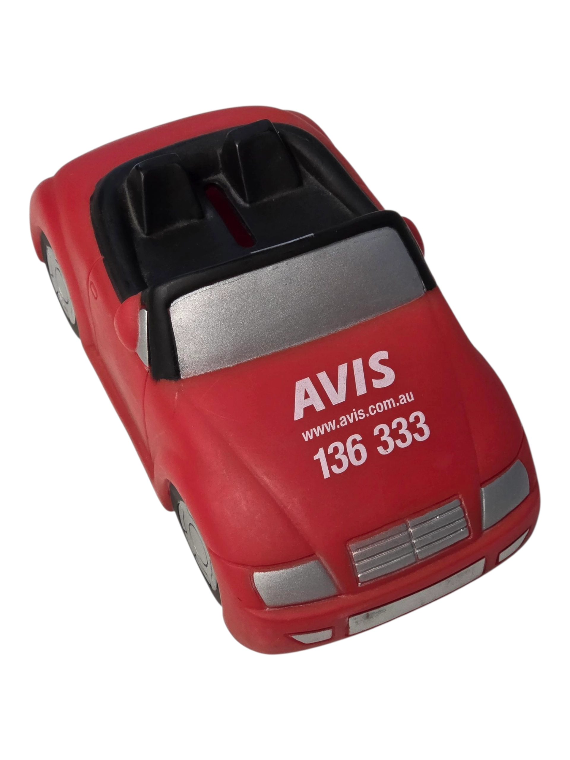 Best-selling red toy convertible car with AVIS logo, a top promotional product for May 2025.