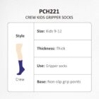 Crew Kiddie Gripper Socks; size 9-12, thick kids socks with non-slip grip points.