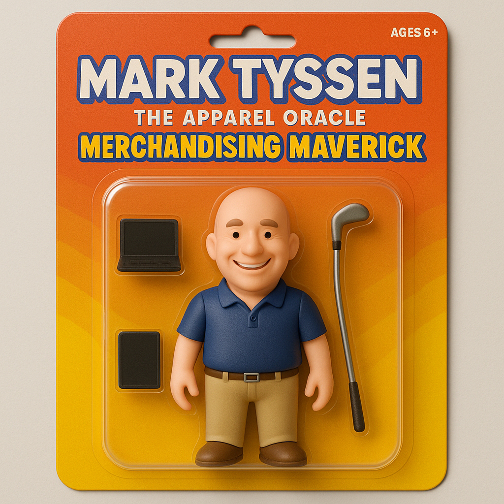 Toy figure of a smiling bald man with golf club, branded merchandise in Wollongong.