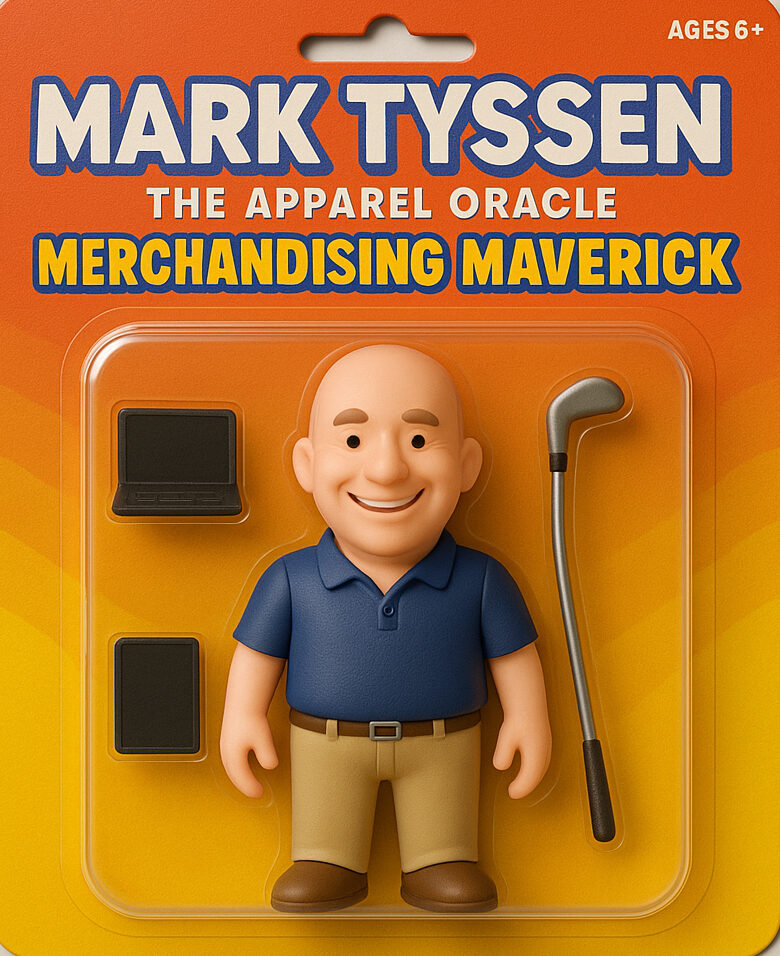 action figure name Mark Tyssen sealed on a orange pack witj golf club and laptop