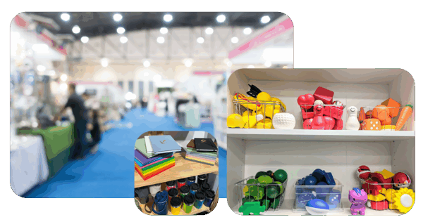 Small tradeshow venue and promotional giveaways set-up giveaways