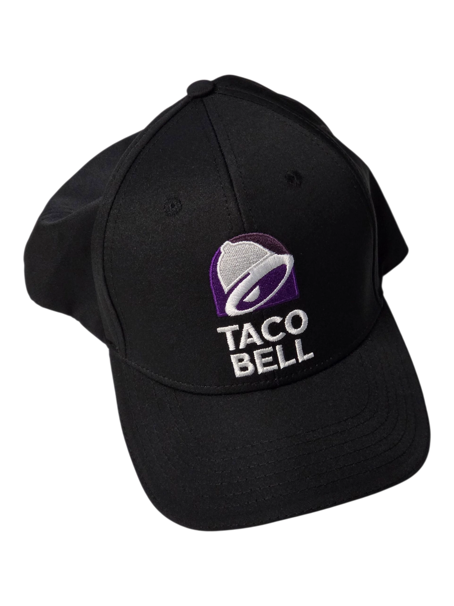 Black baseball cap with Taco Bell logo, a May 2025 best-selling promotional product.