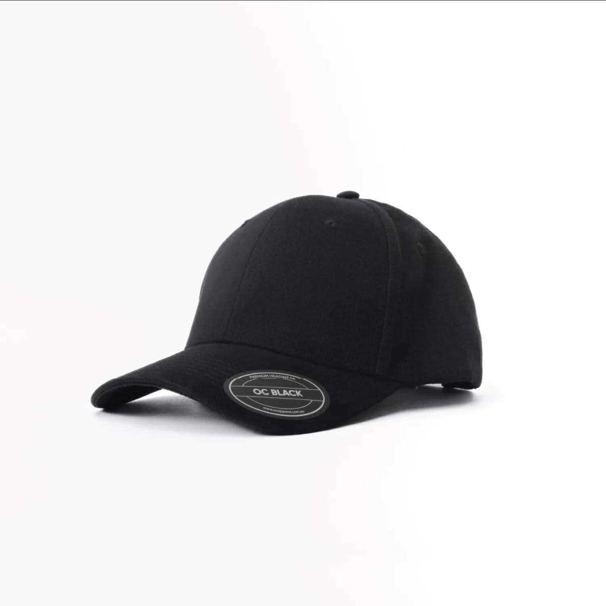 Classic 6-Panel Cotton Hats with sticker on brim, shown on a plain white background.