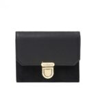Black leather wallet with a gold clasp, displayed against a plain white background.