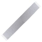 Light gray scarf with fringed edges, laid flat on a white background.