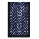 Navy blue scarf with a pattern of small blue and purple flowers.
