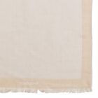 Beige and white scarf with fringe on the edge and a subtle Cacharel logo.