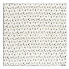 White handkerchief with a pattern of small, scattered green and brown floral motifs.