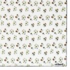 White fabric with small floral print and cacharel logo in the bottom right corner.