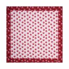 Square scarf with small pink and red floral pattern, dark red border, and cacharel logo.