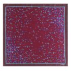Square maroon scarf with scattered blue and purple floral patterns, bordered in blue.