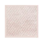 Pale pink square scarf with a white abstract floral pattern.