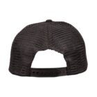 Back view of a black mesh baseball cap with an adjustable snapback closure.
