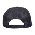 Back view of a black mesh baseball cap with an adjustable snapback closure.