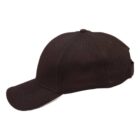 Black baseball cap viewed from the side on a plain white background.