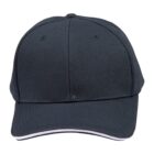 A plain black baseball cap with a curved brim, viewed from the front.