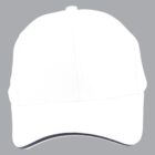White baseball cap on a plain gray background, shown from the front.