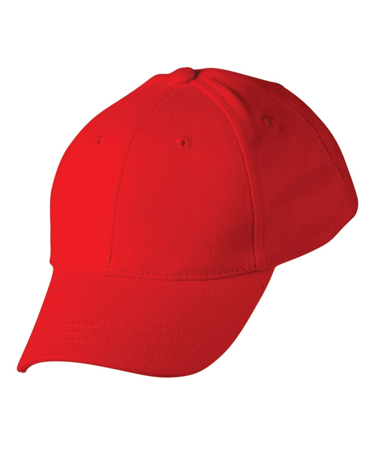 A plain red baseball cap with a curved brim.