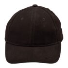 A plain black baseball cap viewed from the front.